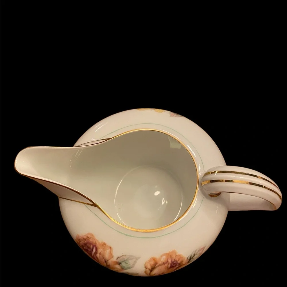 Vintage Kent China Trio Creamer Yellow Pink Roses Gold Trim Japan